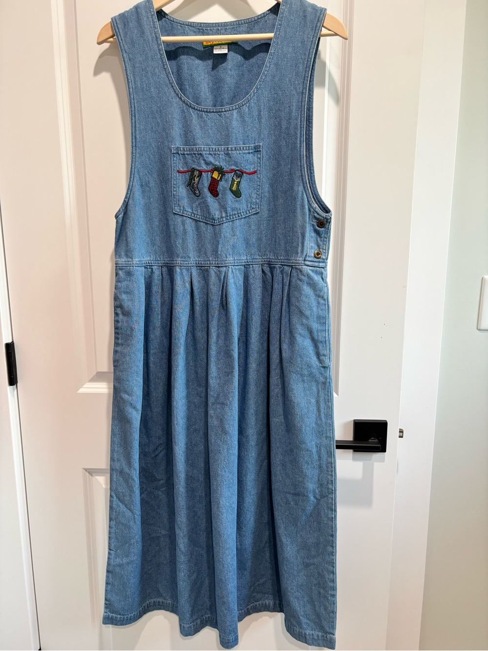 Bryn Connolly Light Denim Pinafore Dress with Embroidered Label